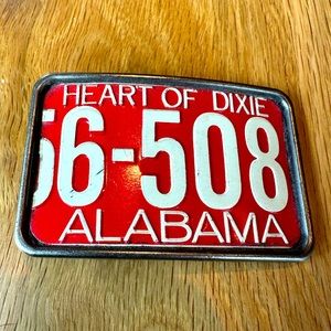 Vintage & One Of A Kind Alabama “Heart Of Dixie” Licence Plate belt Buckle
